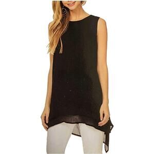 Fever Black Linen Tunic Tank Top size Small Witchy Whimsigoth